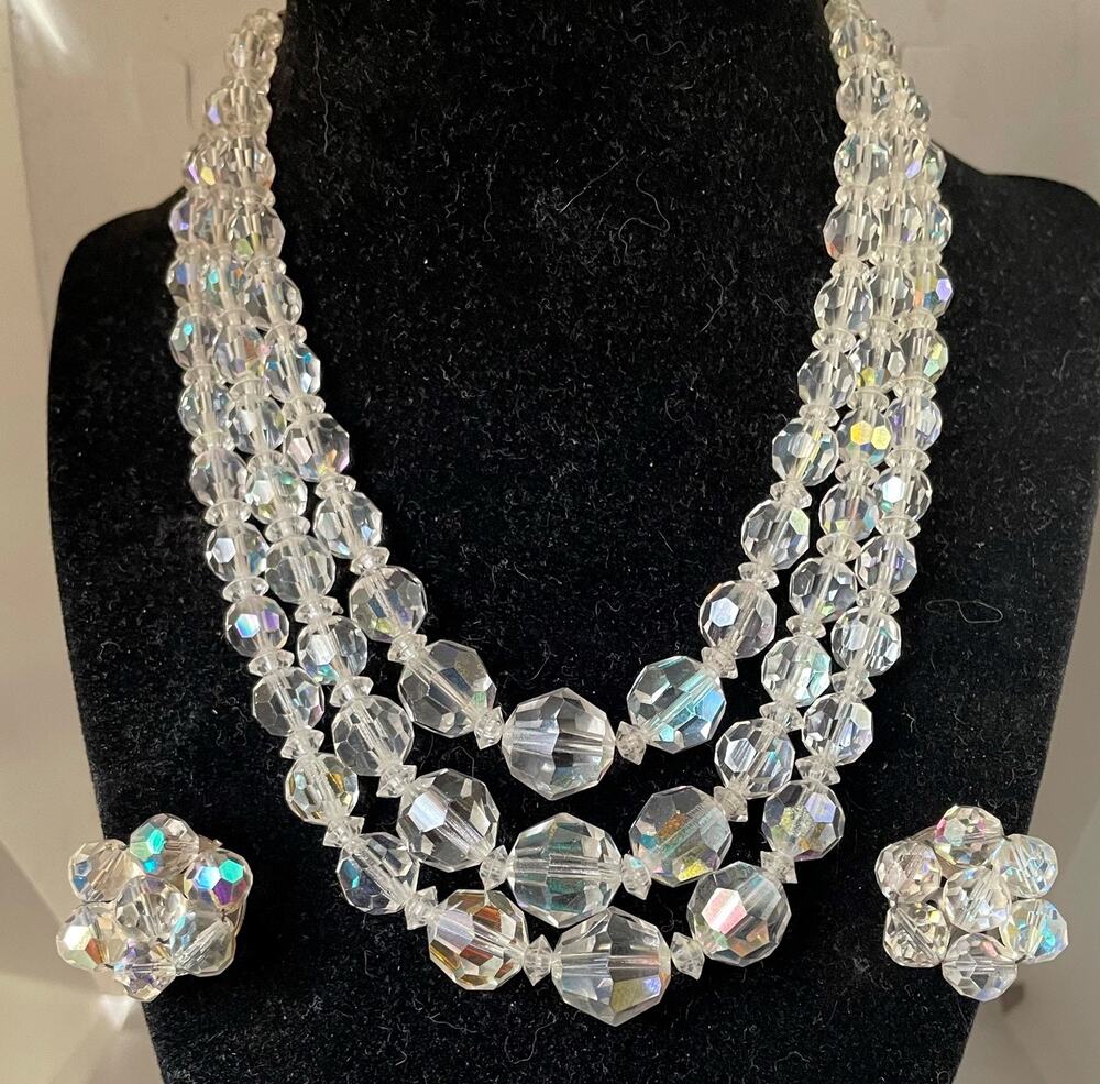 Vintage Layered necklace and Clip Earrings